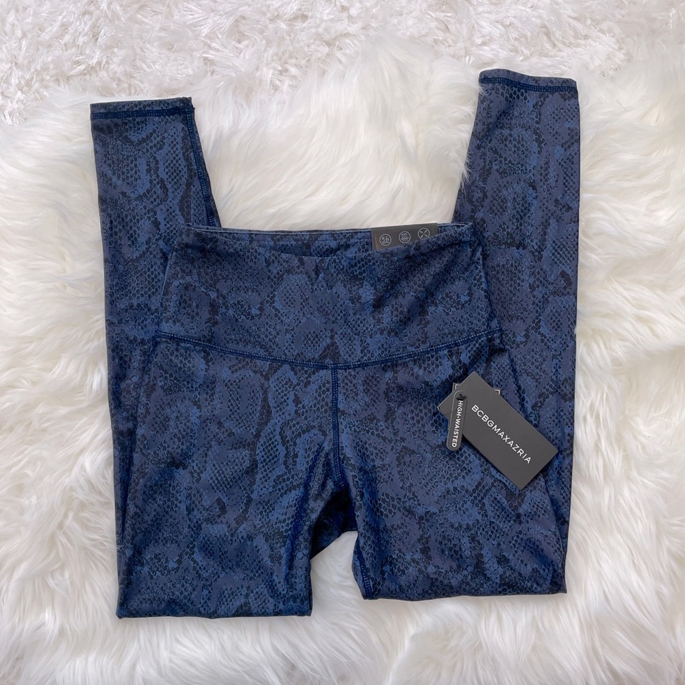 NWT BCBGMaxAzria Blue Snake Print Legging Size Small